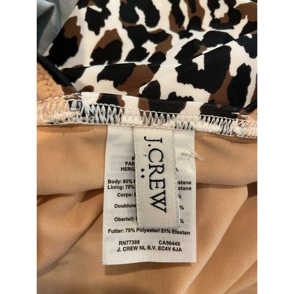 J.Crew Bathing Suit Swim One Piece Plunge Neckline Brown Black Animal Print XS - Picture 4 of 6